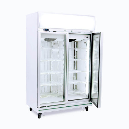Bromic Flat Glass 2 Door 976L LED Upright Display Freezer  - UF1000LF